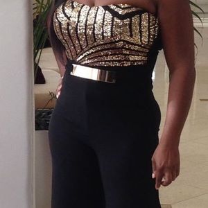 Gold & Black Sequin Jumpsuit